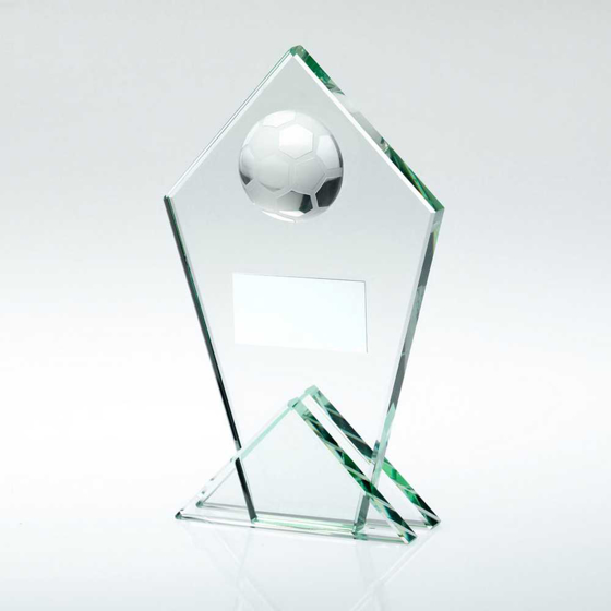 Picture of Jade Glass Pointed Plaque With Half Football And Plate - 6.75in