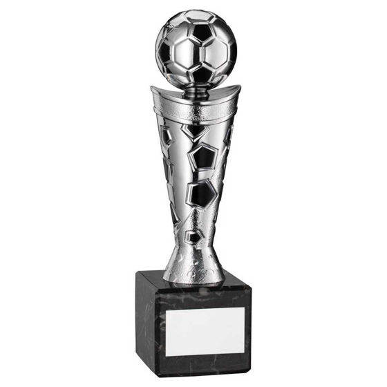 Picture of Silver/black Plastic Football Figure On Black Marble Trophy - (1in Cen) 10in